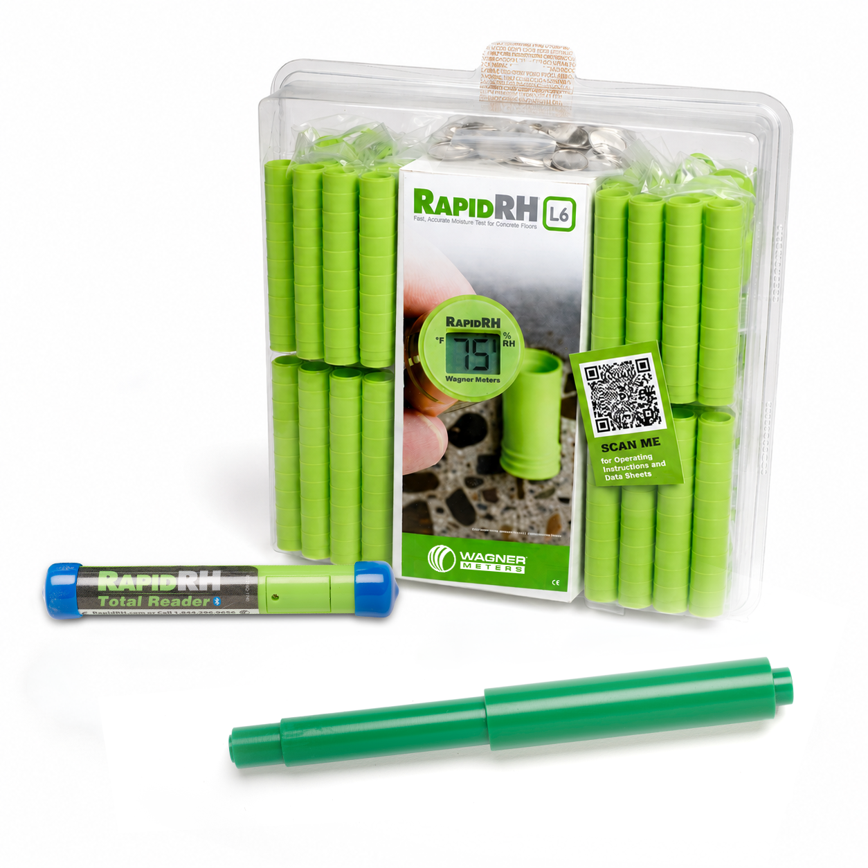 Rapid RH L6 Concrete Moisture Test Smart Sensor Pack with Total Reader + Insertion Tool