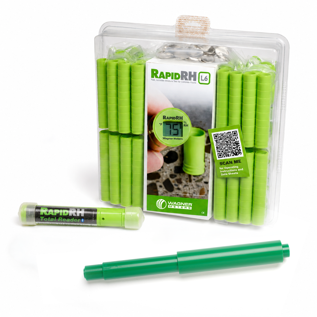 Rapid RH L6 Concrete Moisture Test Smart Sensor Pack with Total Reader + Insertion Tool